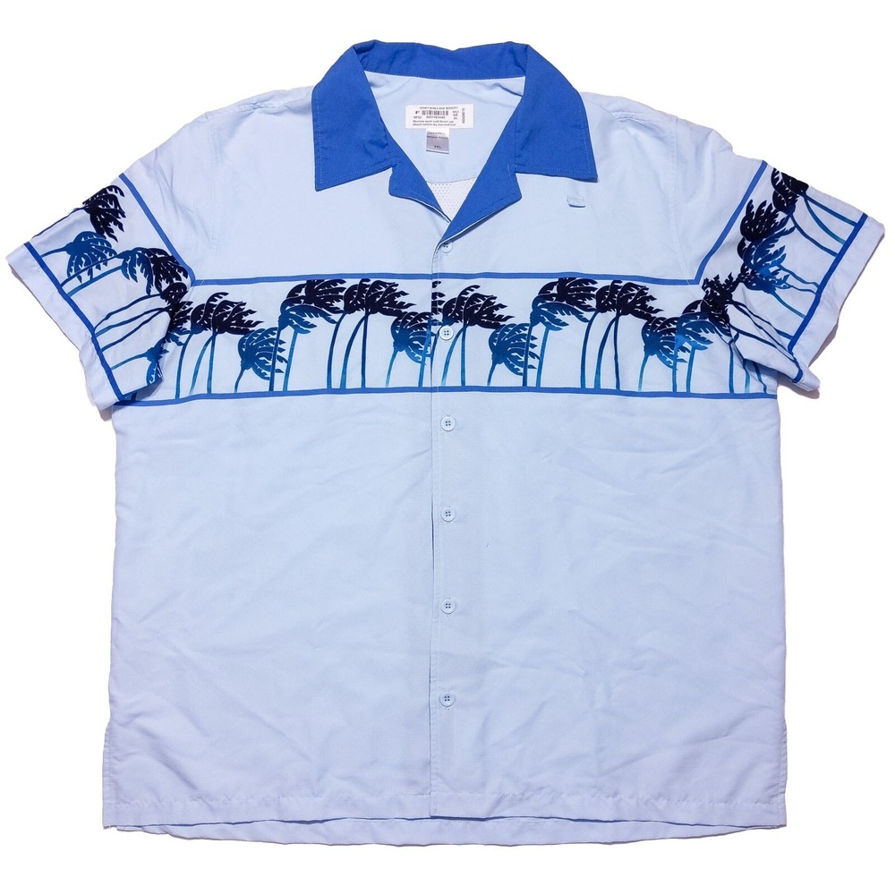 DISNEY WORLD‎ Typhoon Lagoon Cast Member Uniform Shirt Blue Palms Men's XXL 2XL